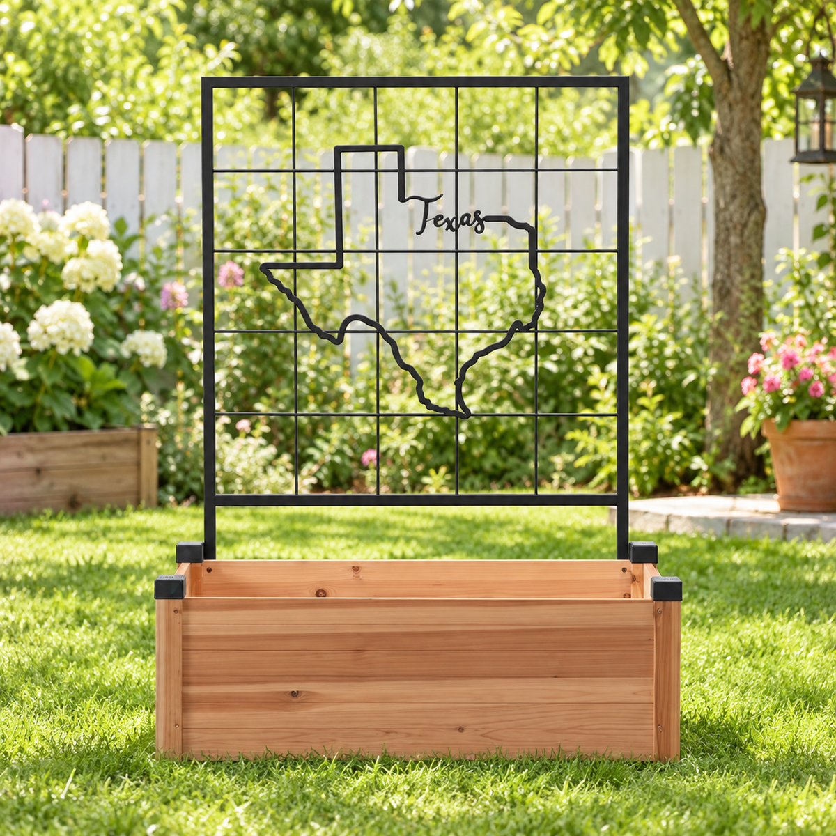Wooden Raised Garden Bed with Trellis