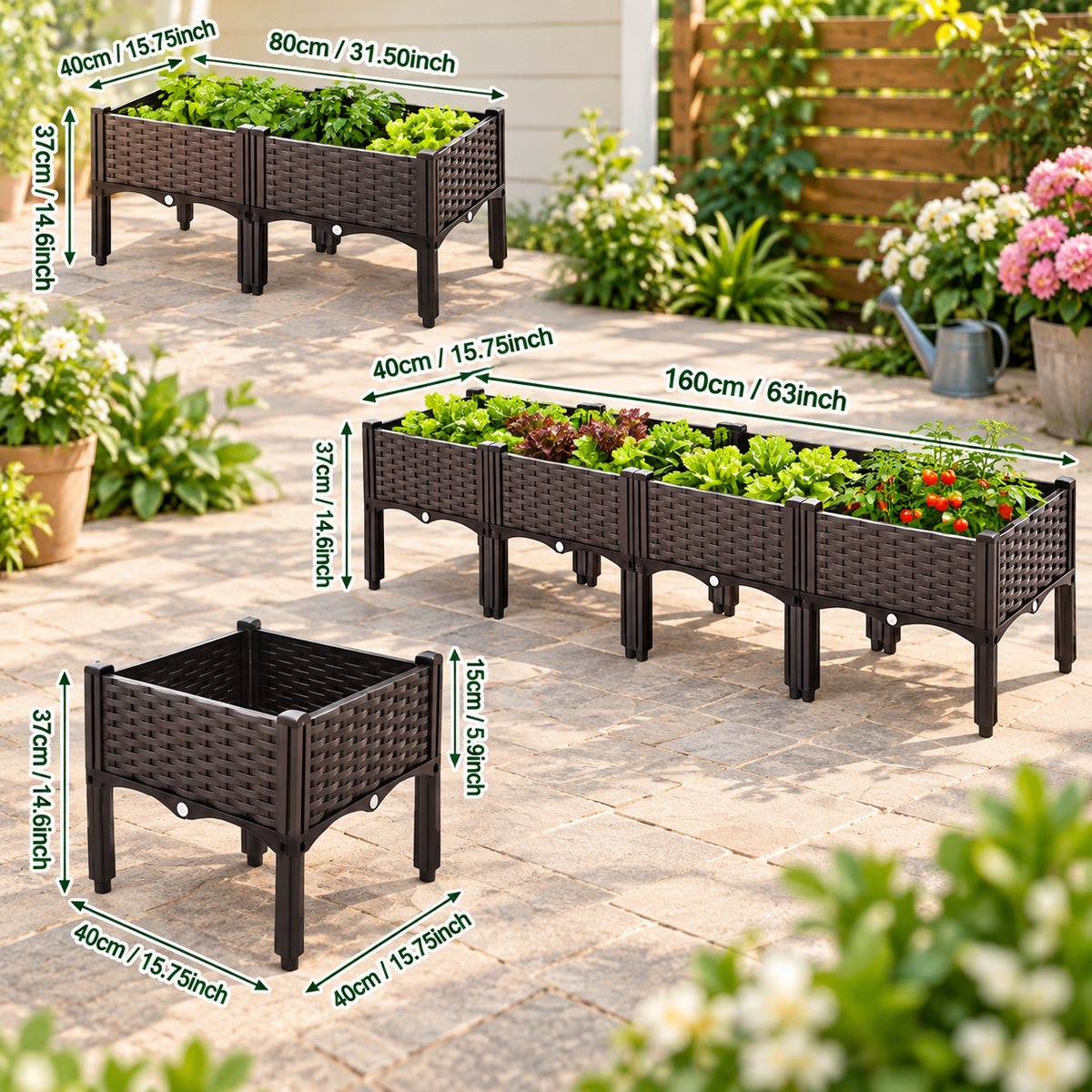 Elevated Rattan Raised Garden Planter