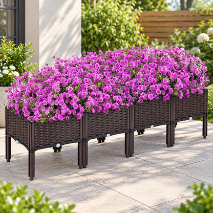 Elevated Rattan Raised Garden Planter