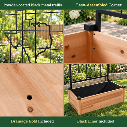 Wooden Raised Garden Bed with Trellis