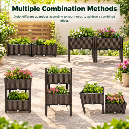 Elevated Rattan Raised Garden Planter