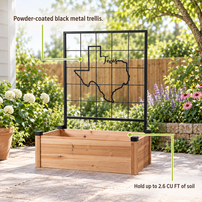 Wooden Raised Garden Bed with Trellis