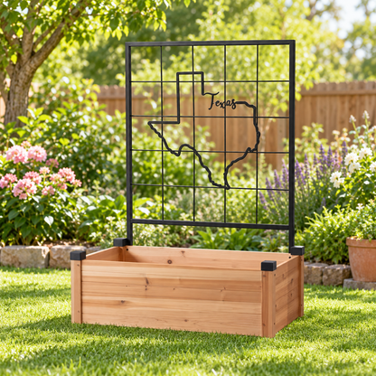 Wooden Raised Garden Bed with Trellis