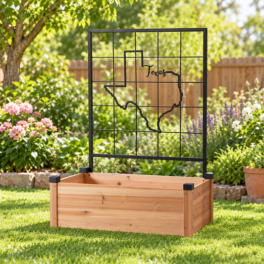 Wooden Raised Garden Bed with Trellis