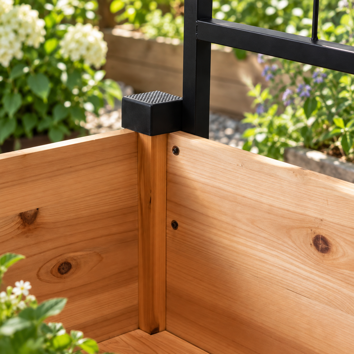 Wooden Raised Garden Bed with Trellis