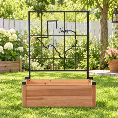 Wooden Raised Garden Bed with Trellis